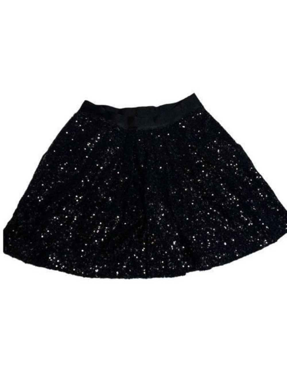 Bebe Black Sequin Skater Skirt Sz S